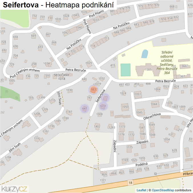 Mapa Seifertova - Firmy v ulici.