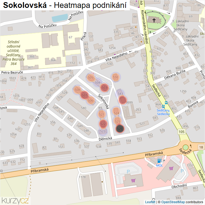 Mapa Sokolovská - Firmy v ulici.
