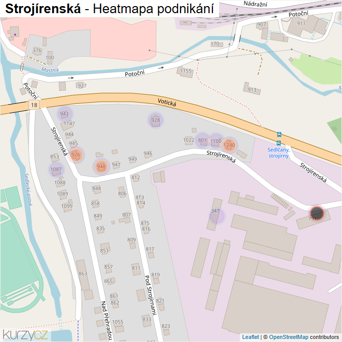 Mapa Strojírenská - Firmy v ulici.