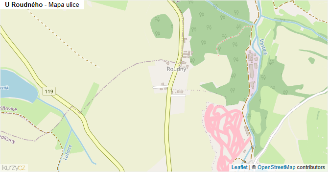 U Roudného - mapa ulice