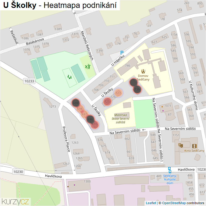 Mapa U Školky - Firmy v ulici.