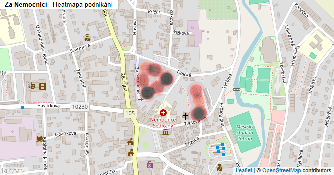 Za Nemocnicí - mapa podnikání