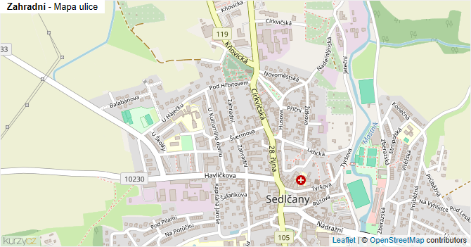 Zahradní - mapa ulice