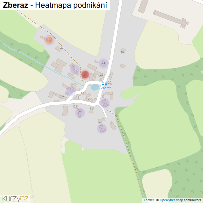 Mapa Zberaz - Firmy v části obce.
