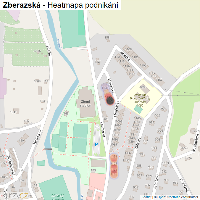 Mapa Zberazská - Firmy v ulici.