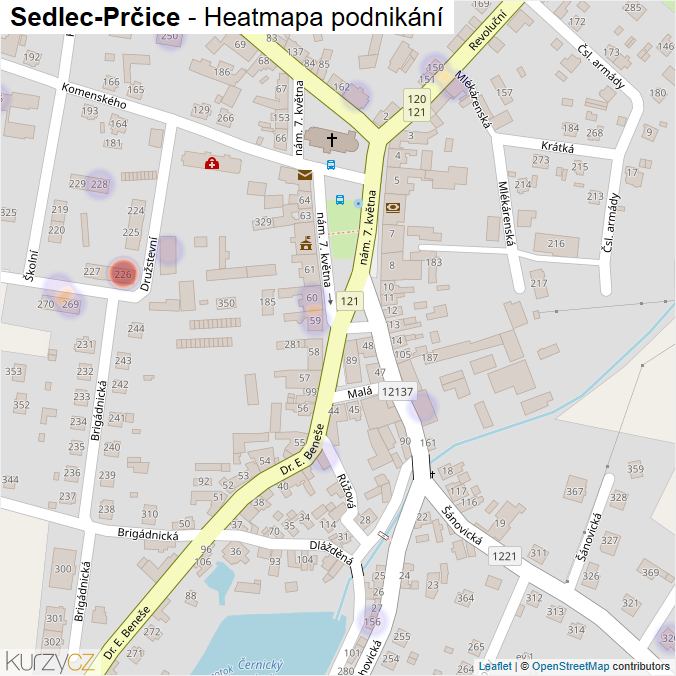 Mapa Sedlec-Prčice - Firmy v obci.