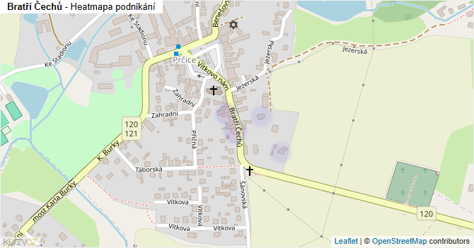 Bratří Čechů - mapa podnikání
