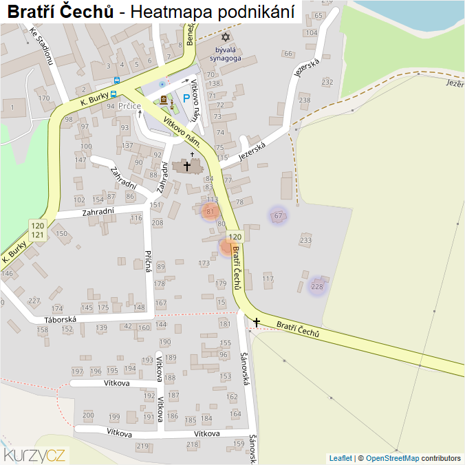 Mapa Bratří Čechů - Firmy v ulici.