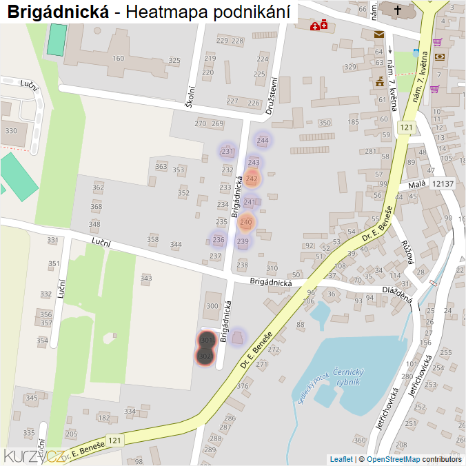 Mapa Brigádnická - Firmy v ulici.