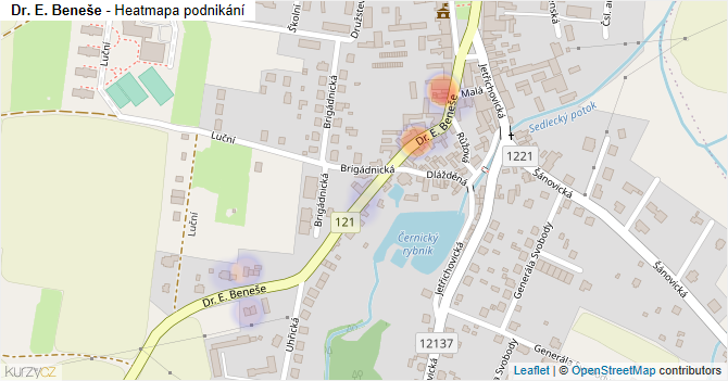 Dr. E. Beneše - mapa podnikání