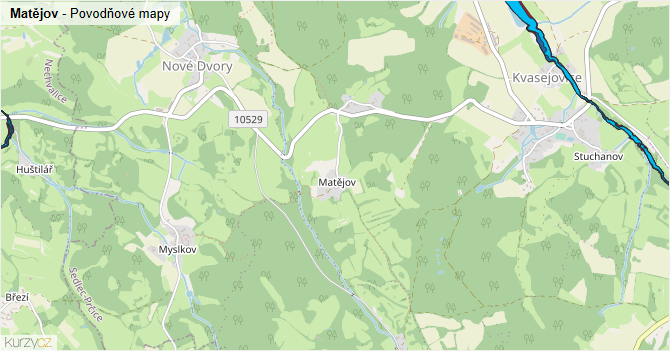 Matějov - záplavové mapy stoleté vody