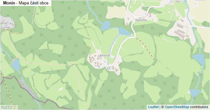 Monín - mapa části obce
