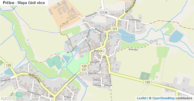 Prčice - mapa části obce