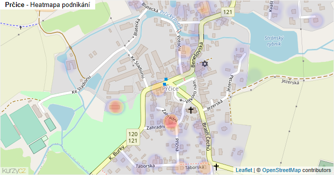 Prčice - mapa podnikání