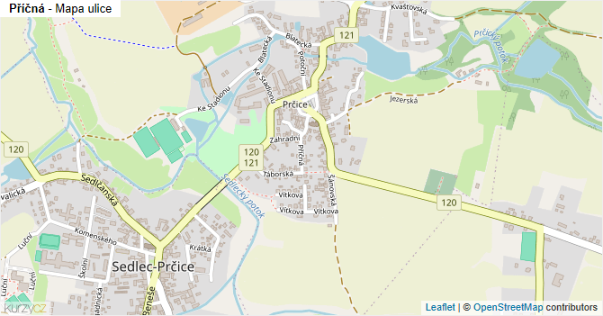 Příčná - mapa ulice