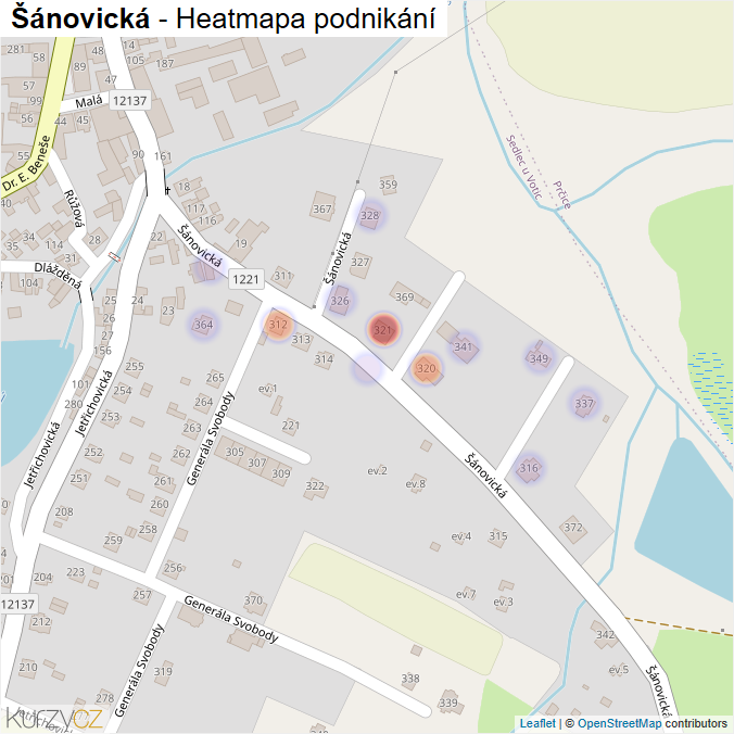 Mapa Šánovická - Firmy v ulici.