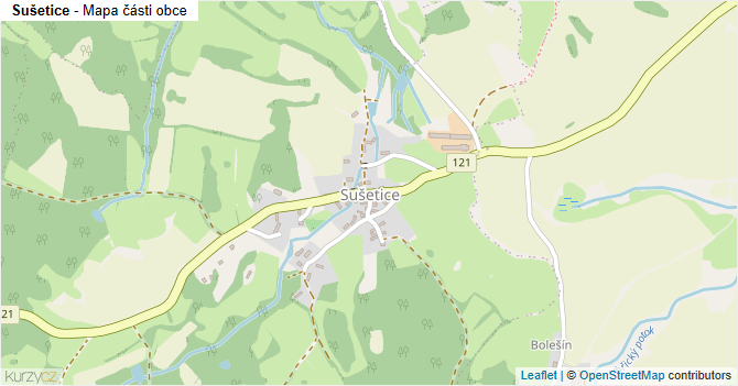 Sušetice - mapa části obce