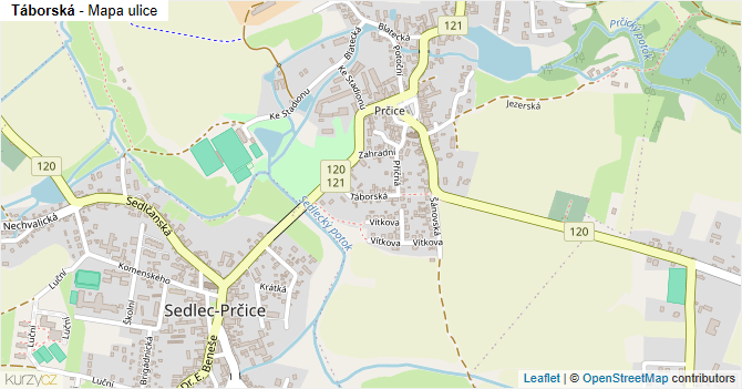Táborská - mapa ulice