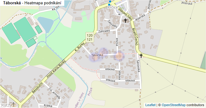 Táborská - mapa podnikání