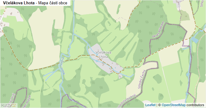 Včelákova Lhota - mapa části obce