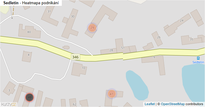 Sedletín - mapa podnikání