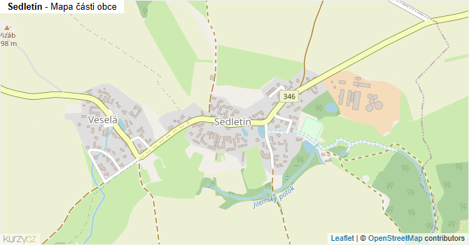 Sedletín - mapa části obce