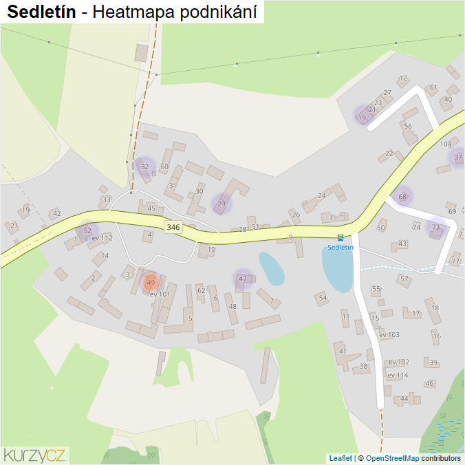 Mapa Sedletín - Firmy v části obce.