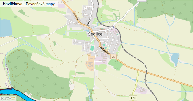 Havlíčkova - záplavové mapy stoleté vody
