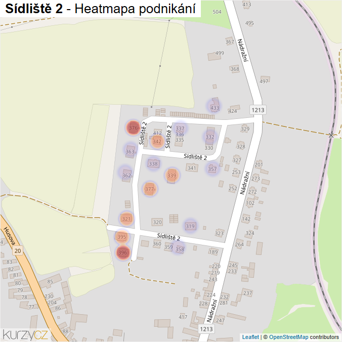 Mapa Sídliště 2 - Firmy v ulici.