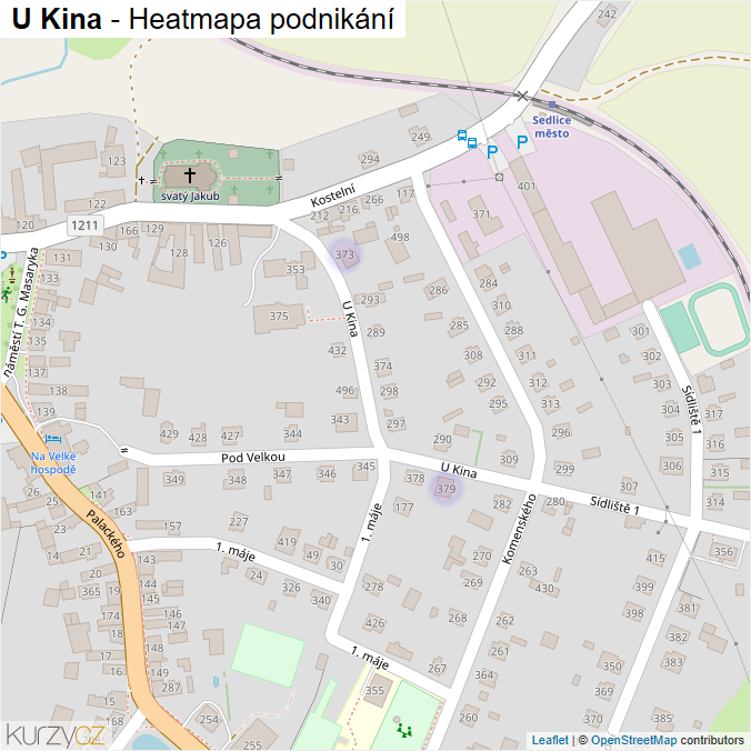 Mapa U Kina - Firmy v ulici.