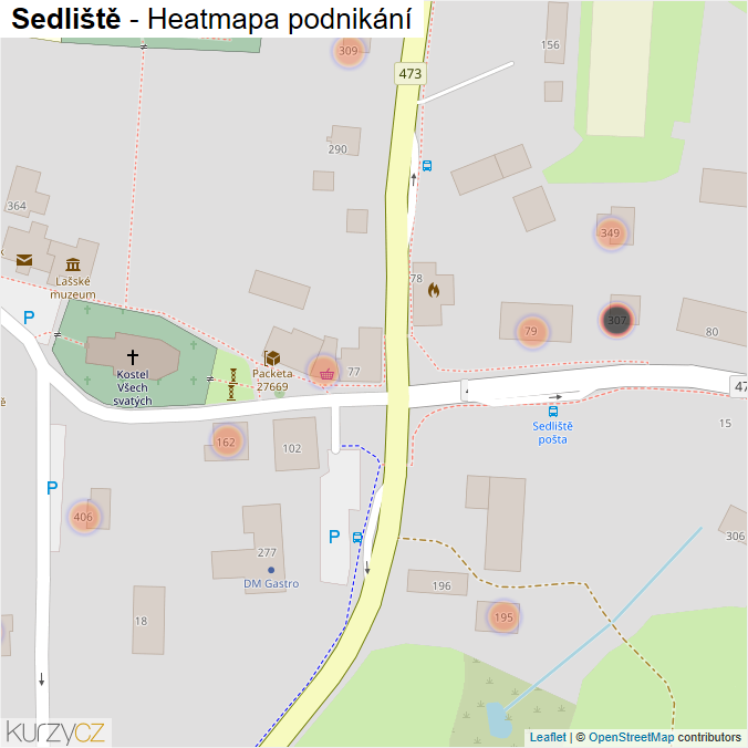 Mapa Sedliště - Firmy v obci.