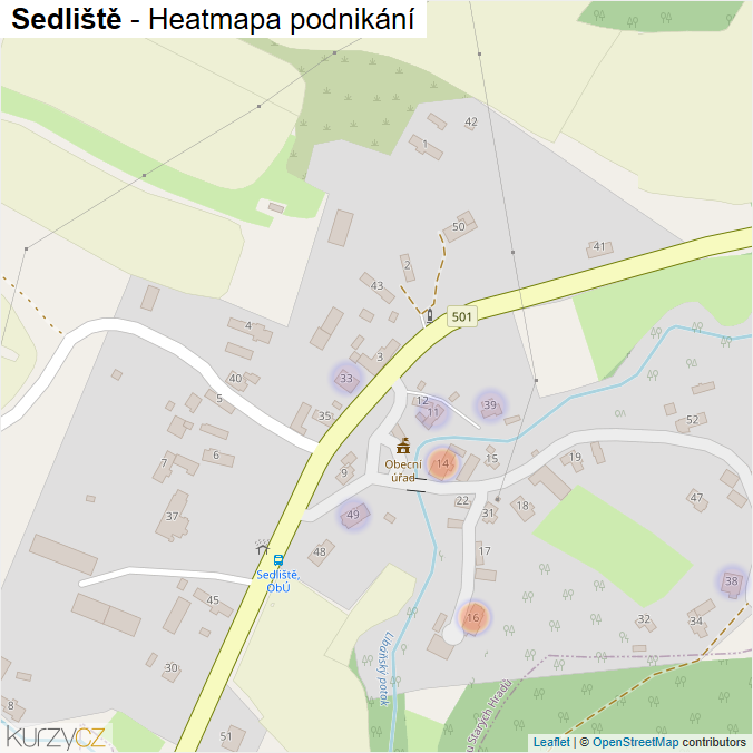 Mapa Sedliště - Firmy v části obce.