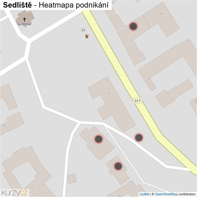 Mapa Sedliště - Firmy v obci.
