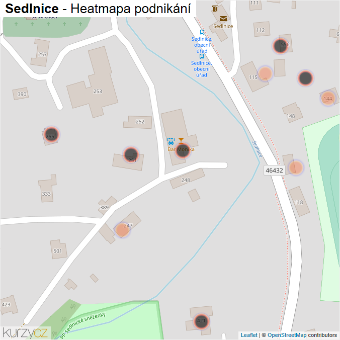Mapa Sedlnice - Firmy v obci.
