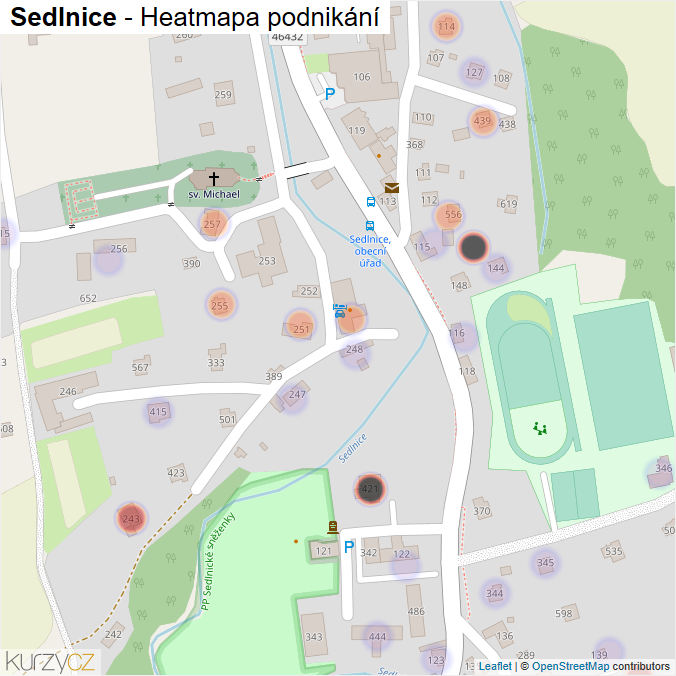 Mapa Sedlnice - Firmy v části obce.
