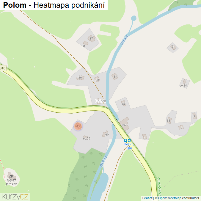 Mapa Polom - Firmy v části obce.