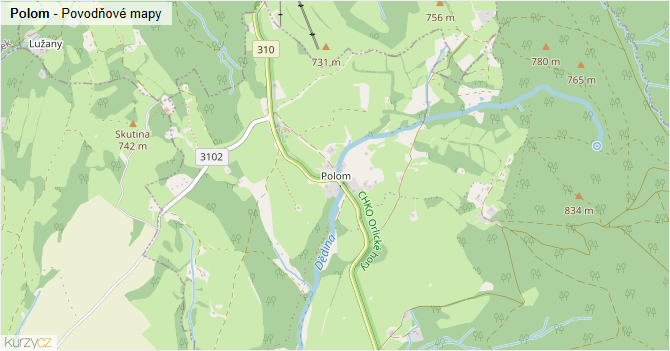 Polom - záplavové mapy stoleté vody