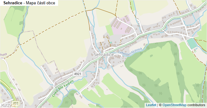 Sehradice - mapa části obce