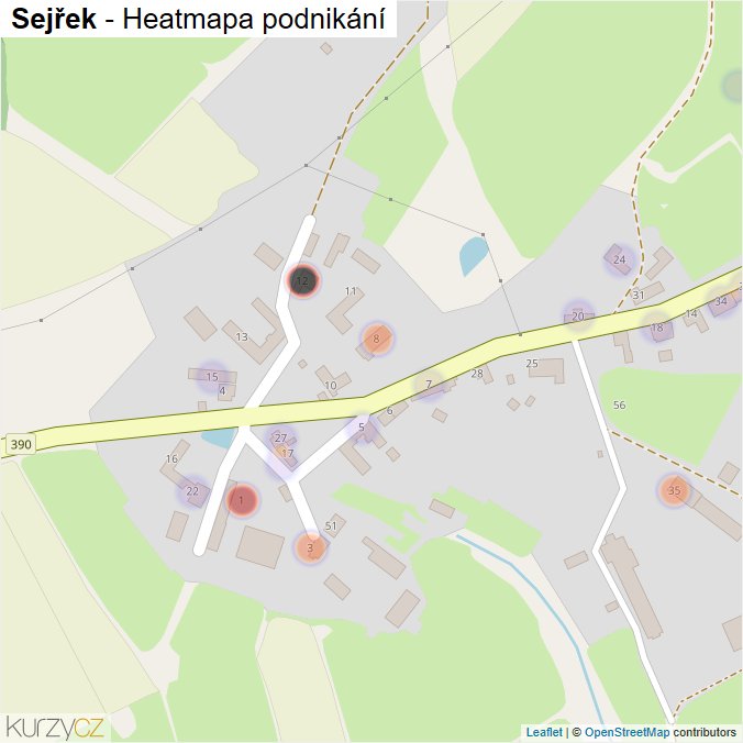 Mapa Sejřek - Firmy v části obce.