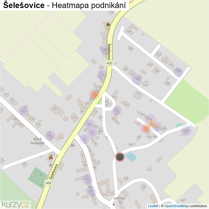 Mapa Šelešovice - Firmy v části obce.