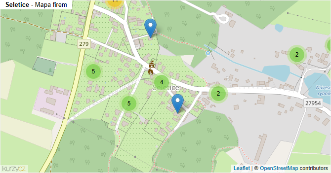 Seletice - mapa firem