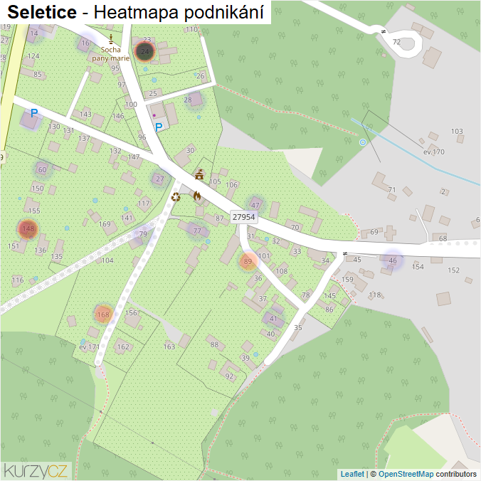 Mapa Seletice - Firmy v části obce.