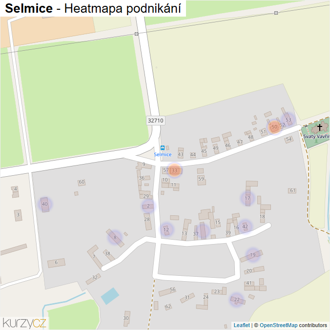 Mapa Selmice - Firmy v části obce.