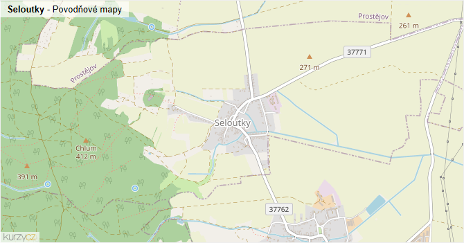 Seloutky - záplavové mapy stoleté vody