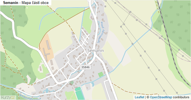 Semanín - mapa části obce