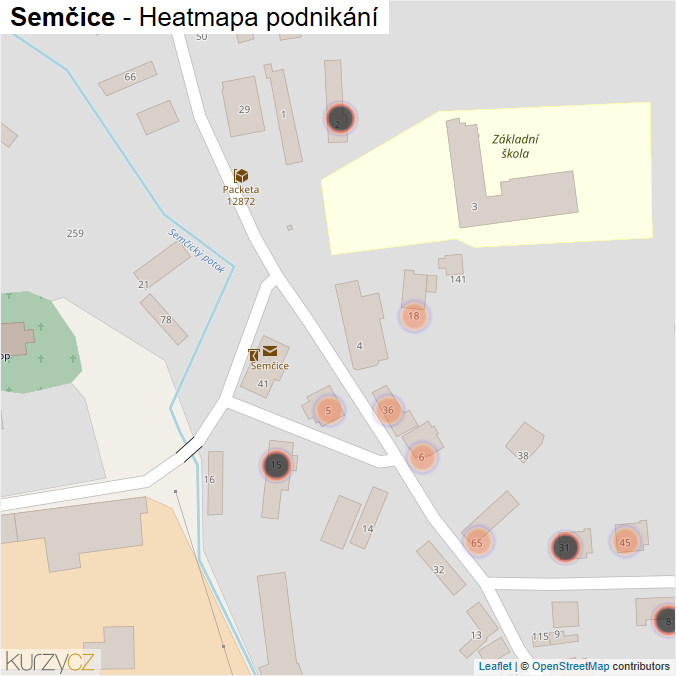 Mapa Semčice - Firmy v obci.