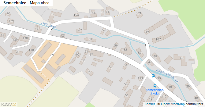 Semechnice - mapa obce