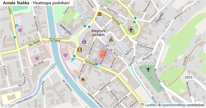Antala Staška - mapa podnikání