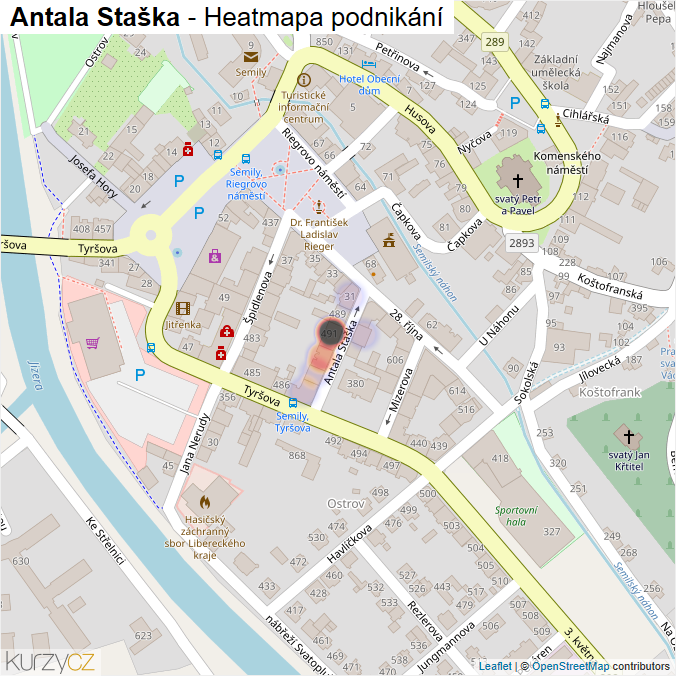Mapa Antala Staška - Firmy v ulici.