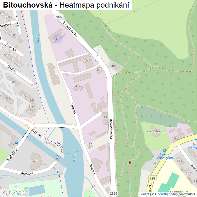Mapa Bítouchovská - Firmy v ulici.